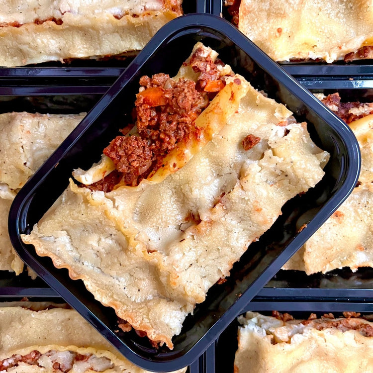 A tray of Legendary Lasagne in a plastic container by Fierce Fuel.