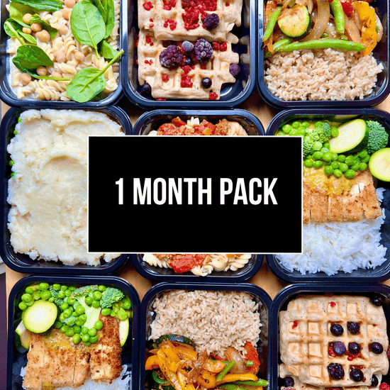 A Fierce Fuel 1 Month Meal Plan with rice, vegetables, and meat.