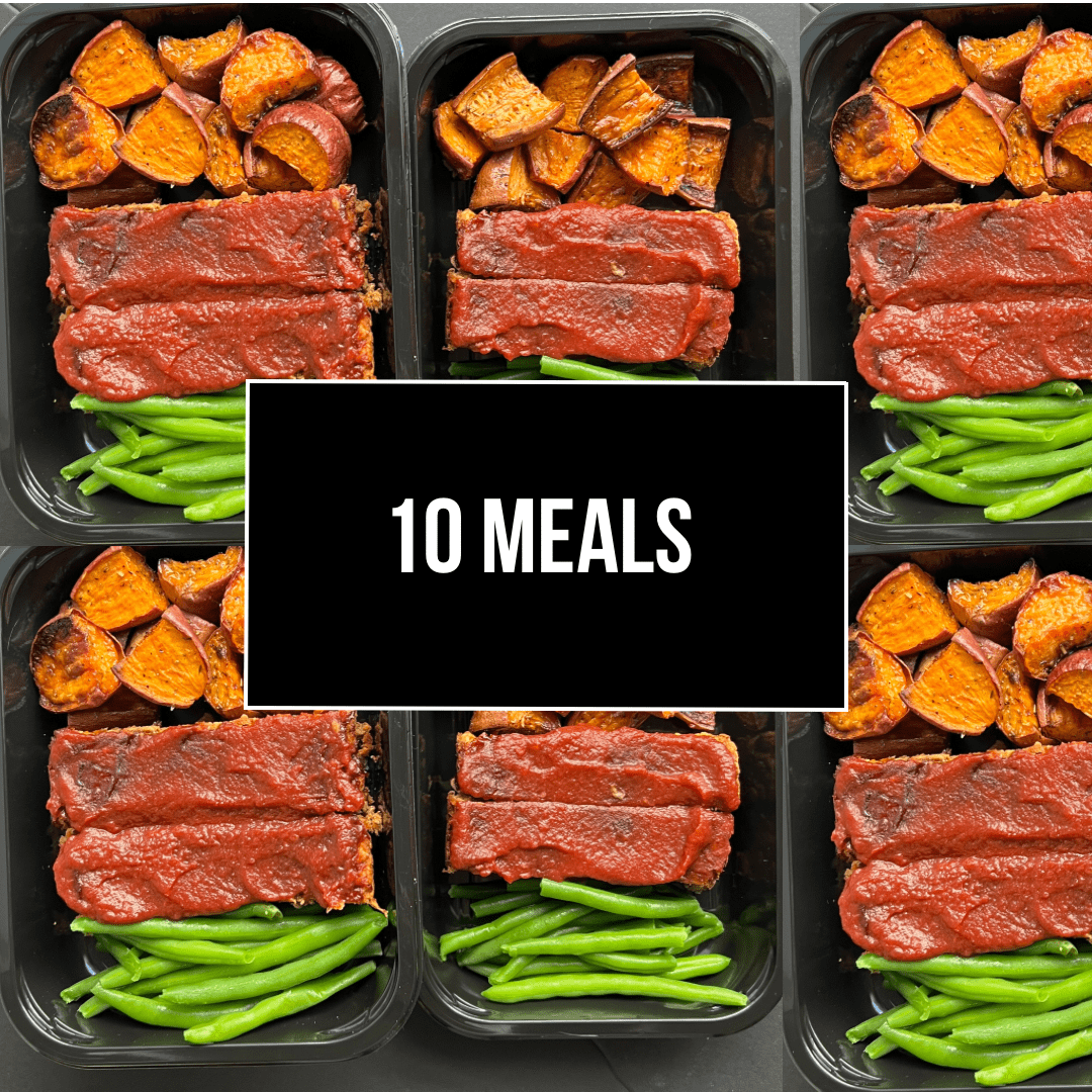 10 Fierce Fuel prepped meals with green beans and carrots.